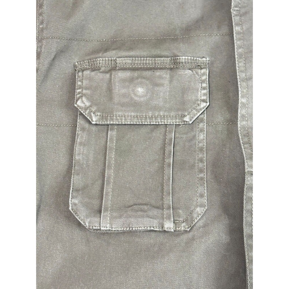 Flag Anthem Olive Mock Neck Trucker Military Shirt Jacket Zip Up Hidden Button - Picture 4 of 16